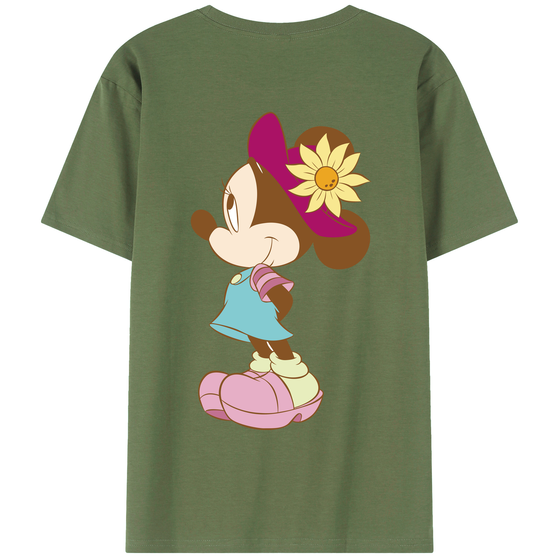 ミッキーマウス Mickey Mouse 綿100％ メンズ半袖Tシャツ（バックプリント） 通気性